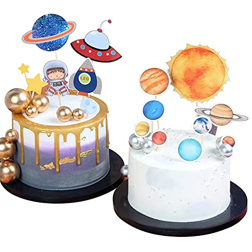 Party Propz Space Theme Cutouts Cake Decoration Items – Astronaut Cake Topper & Rocket Design | Birthday Cake Decoration Kit for Boys | Happy Birthday Cake Topper | Cake Toppers for Cake Decoration - Image 5