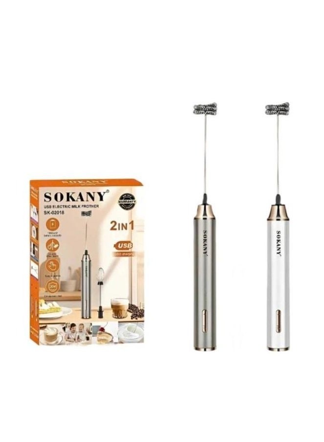 sokany 2 IN 1 USB Rechargeable Milk Frother & Egg Beater SK-02018 - Image 4
