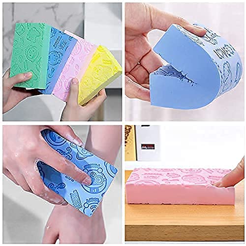 HETVIN Ultra Soft Exfoliating Sponge Soft Bath Sponge Scrubber for Kids Body Scrub for Bathing Exfoliator Sponge for Body Bath Scrubber for Body Dead Skin Removal Bathing Sponge (Multicolor) (2Pcs) - Image 2