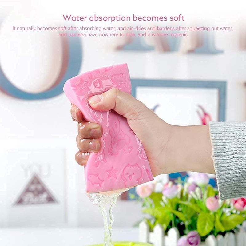 HETVIN Ultra Soft Exfoliating Sponge Soft Bath Sponge Scrubber for Kids Body Scrub for Bathing Exfoliator Sponge for Body Bath Scrubber for Body Dead Skin Removal Bathing Sponge (Multicolor) (2Pcs) - Image 3