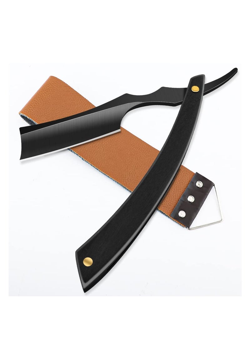 Zikra Cut Throat Razor Kit, Single Edge Razor Blades Straight Cut Throat Razors, for Shaving Stainless Steel Cut Throat Razor, with Leather Sharpener for Barber Home & Salon Straight Razor, Gifts for Men - Image 1