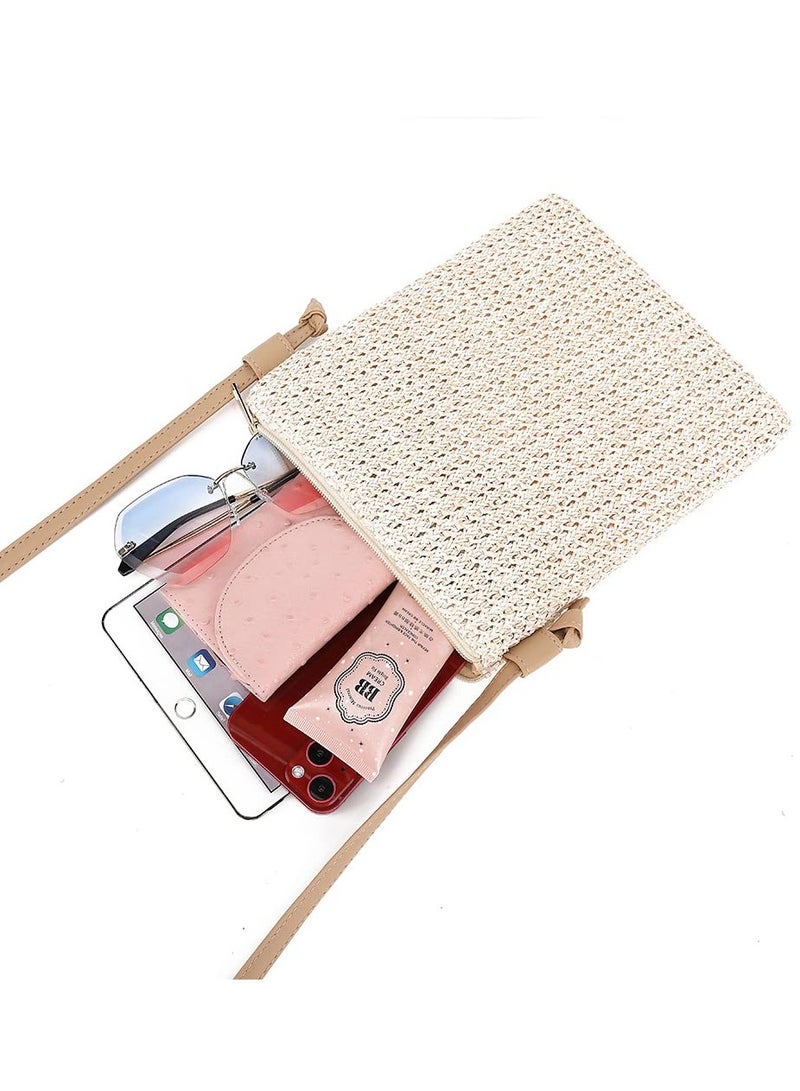 Zikra Straw Shoulder Bag Straw Clutch Straw Crossbody Bag Casual Summer Beach Straw Handmade Bag for Women Envelope Purse Wallet - Image 3
