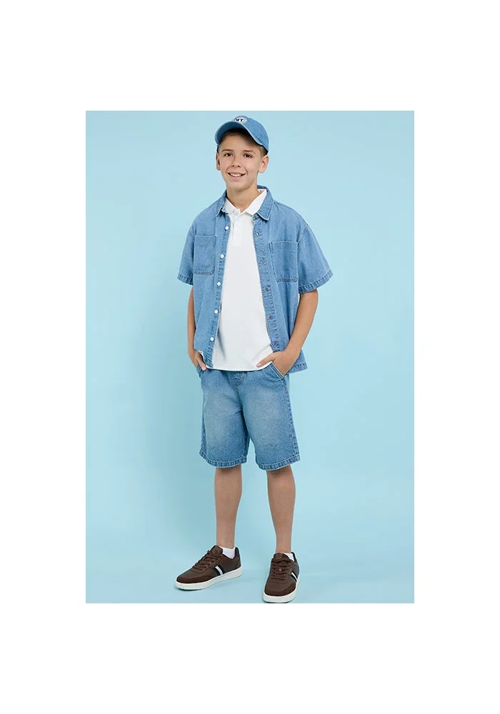 R&b Textured Polo T-Shirt with Short Sleeves