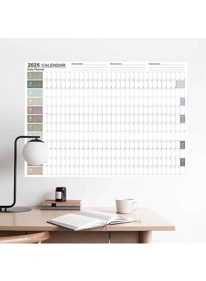 erorex 2025 Yearly Wall Calendar With Stickers 2025 Yearly Planner 366 Days Poster Calendar With Julian Dates Thick Paper Schedule Calendar For Home Office School Projects Morandi  - Image 4