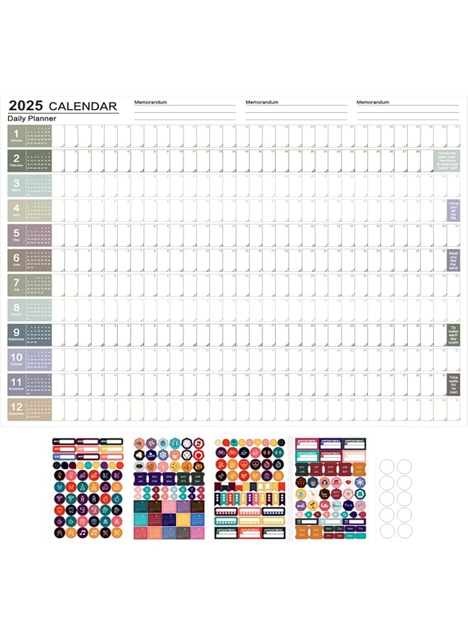 erorex 2025 Yearly Wall Calendar With Stickers 2025 Yearly Planner 366 Days Poster Calendar With Julian Dates Thick Paper Schedule Calendar For Home Office School Projects Morandi  - Image 1
