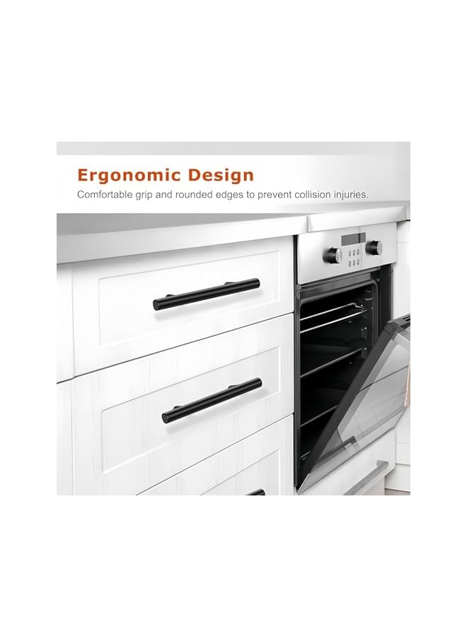 The Bros 10 Pack Cabinet Handles, Stainless Steel Kitchen Cupboard Handles, Hardware Cabinet Pulls Wardrobe Handles Drawer Handles, Matte Black (96mm Hole Center) - Image 5