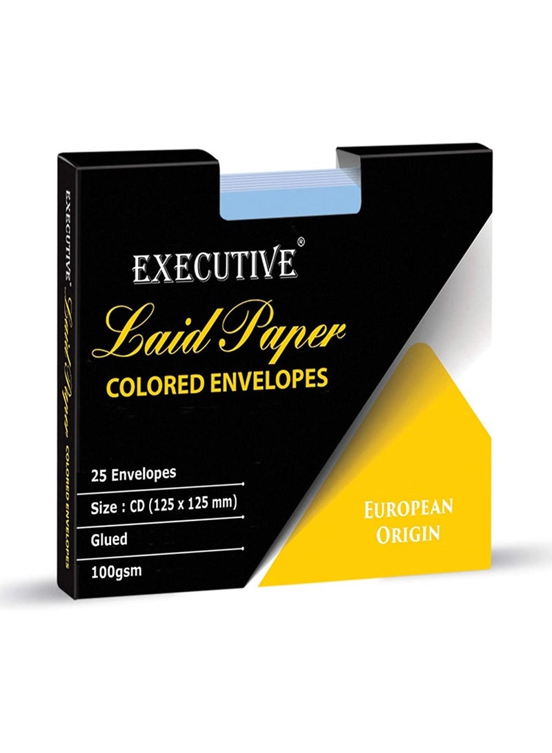FIS Executive Laid Paper CD/DVD Envelopes Glued with Window, Pack of 25 Pieces, Blue Color, 125 x 125 mm Size, 100 GSM - FSEE1021GWBB25 - Image 2