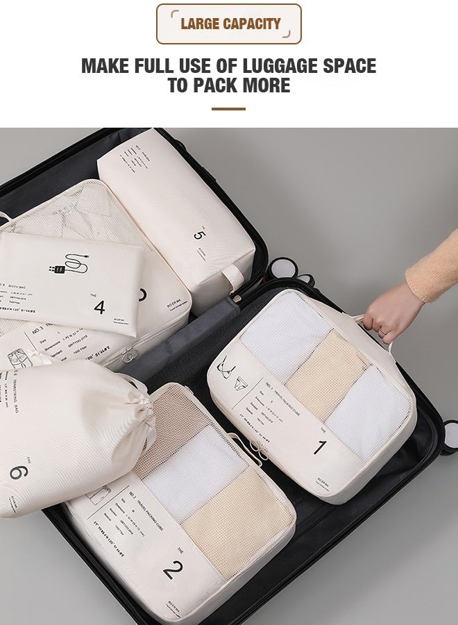 Arahome 6-Piece Luggage Storage Bags Large Capacity Travel Organizer Set - Multi-Functional Packing Cubes for Clothes, Underwear & Accessories(Beige) - Image 4
