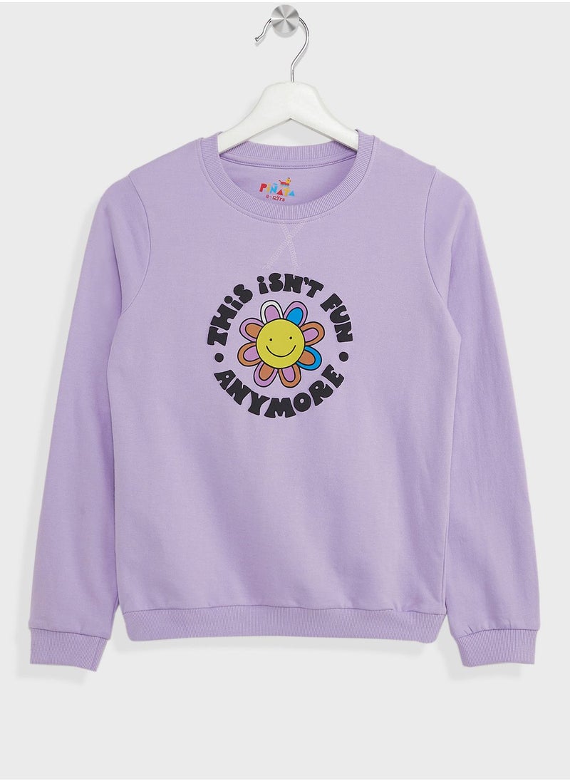 Pinata - Girls Slogan Printed Sweatshirt - Image 1