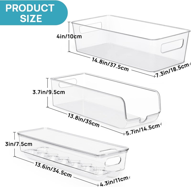 Vtopmart Set of 8 Clear Refrigerator Organizer Bins with Handles, Freezer Organizer, BPA Free Fridge Storage Containers for Cabinet, Kitchen, Pantry - Image 2