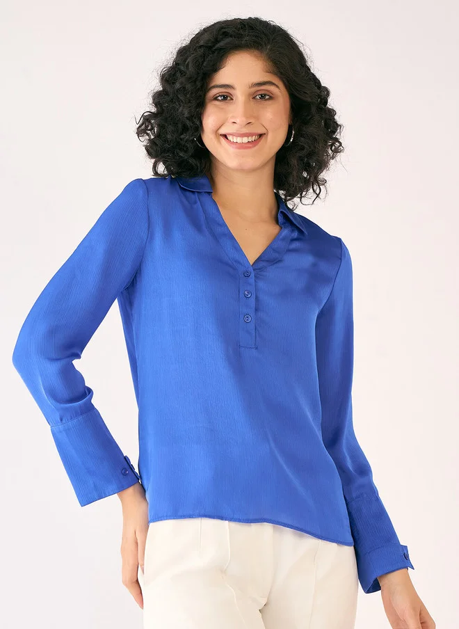سولت اتاير SALT ATTIRE Mandarin Collar Shirt Style Top