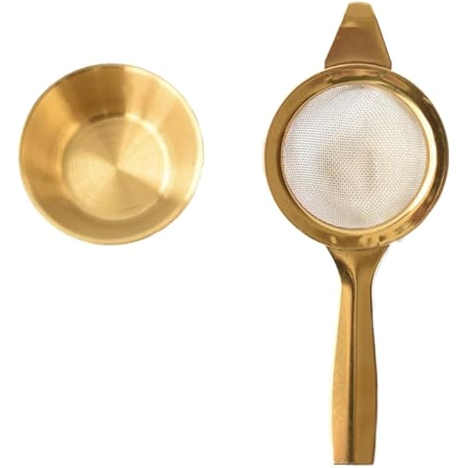 mocrcrel 22 Mini Matcha Sifter 30 Fine Mesh T304 Stainless Steel Tea Strainer Cocktail Strainer With Base Gold - Image 2