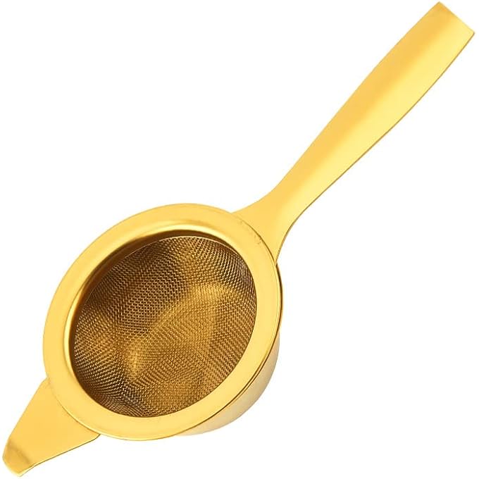 mocrcrel 22 Mini Matcha Sifter 30 Fine Mesh T304 Stainless Steel Tea Strainer Cocktail Strainer With Base Gold - Image 3