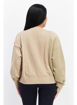 adidas Originals Women Sportswear Fit Long Sleeves Outdoor Sweatshirt, Tan  - Image 2
