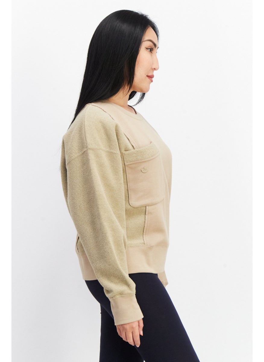 adidas Originals - Women Sportswear Fit Long Sleeves Outdoor Sweatshirt, Tan - Image 1