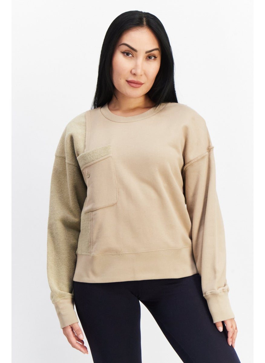 adidas Originals - Women Sportswear Fit Long Sleeves Outdoor Sweatshirt, Tan - Image 1