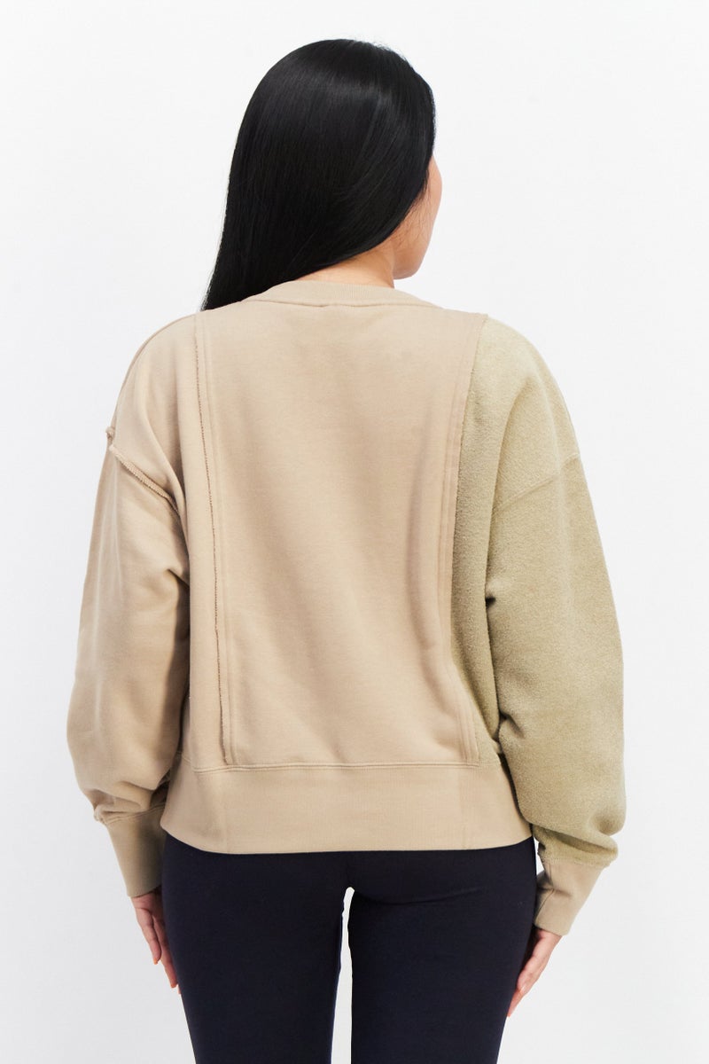 adidas Originals Women Sportswear Fit Long Sleeves Outdoor Sweatshirt, Tan  - Image 2