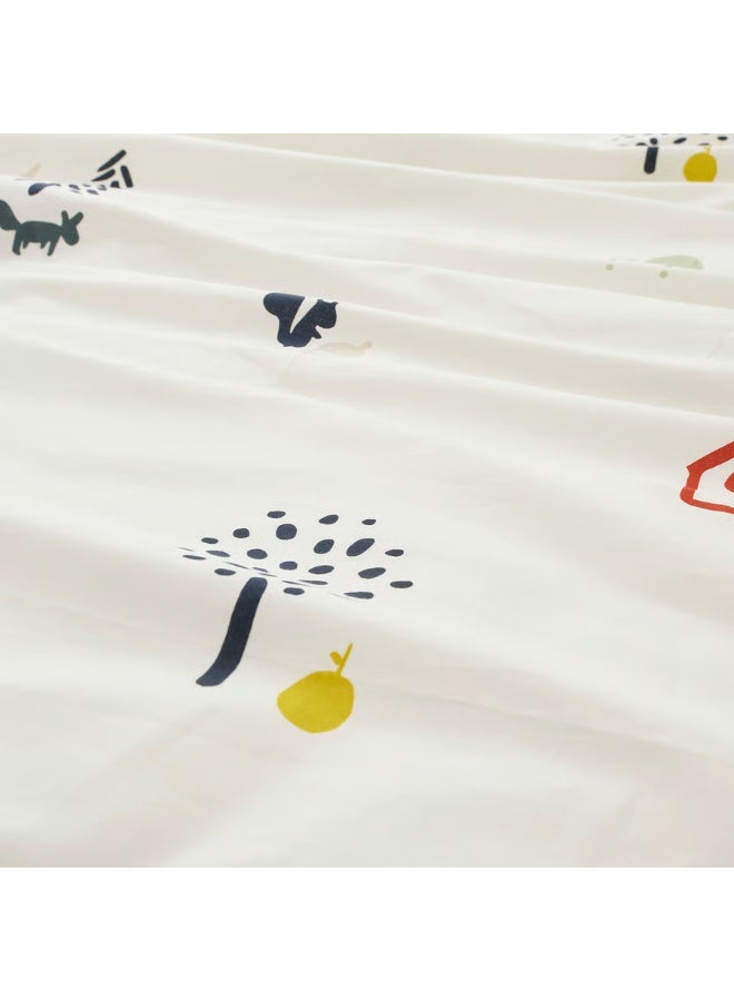 ڈیویٹ کور اور تکیے کا کیس، جنگل کے جانوروں کا پیٹرن/ملٹی کلر، 150x200/50x80 سینٹی میٹر - Image 4