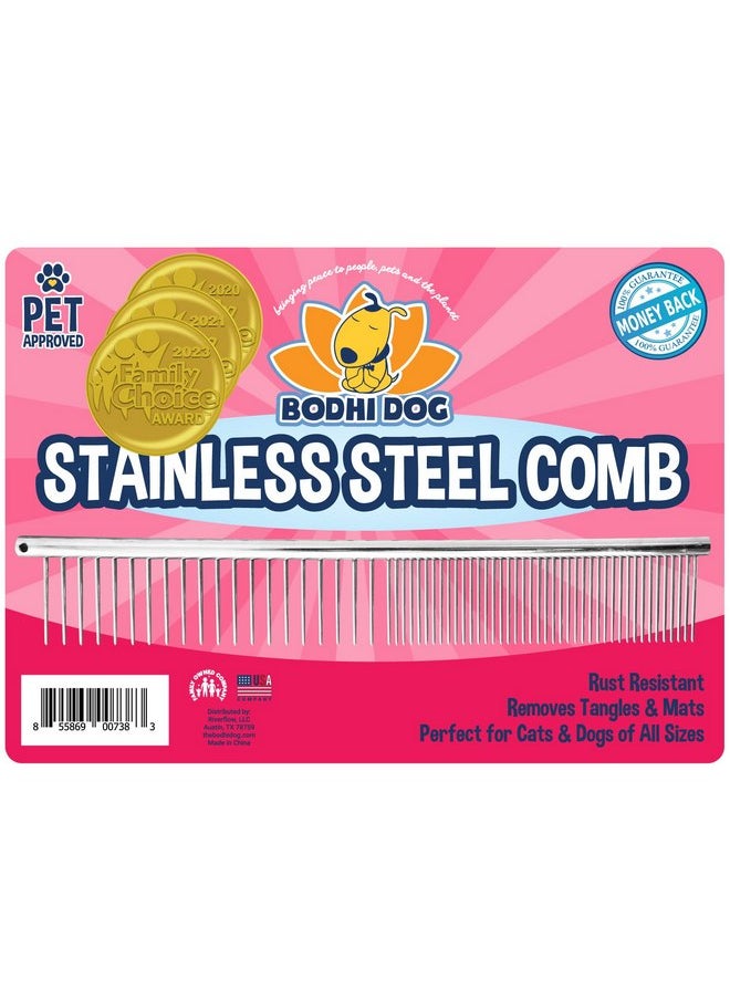 Bodhi Dog - Bodhi Dog Stainless Steel Comb | Metal Comb for Dogs and Cat | Detangler Grooming Brush for Pets with Short and Long Hair | Removes Knots, Tangles, Matted Fur and Knotted Hair. - Image 1