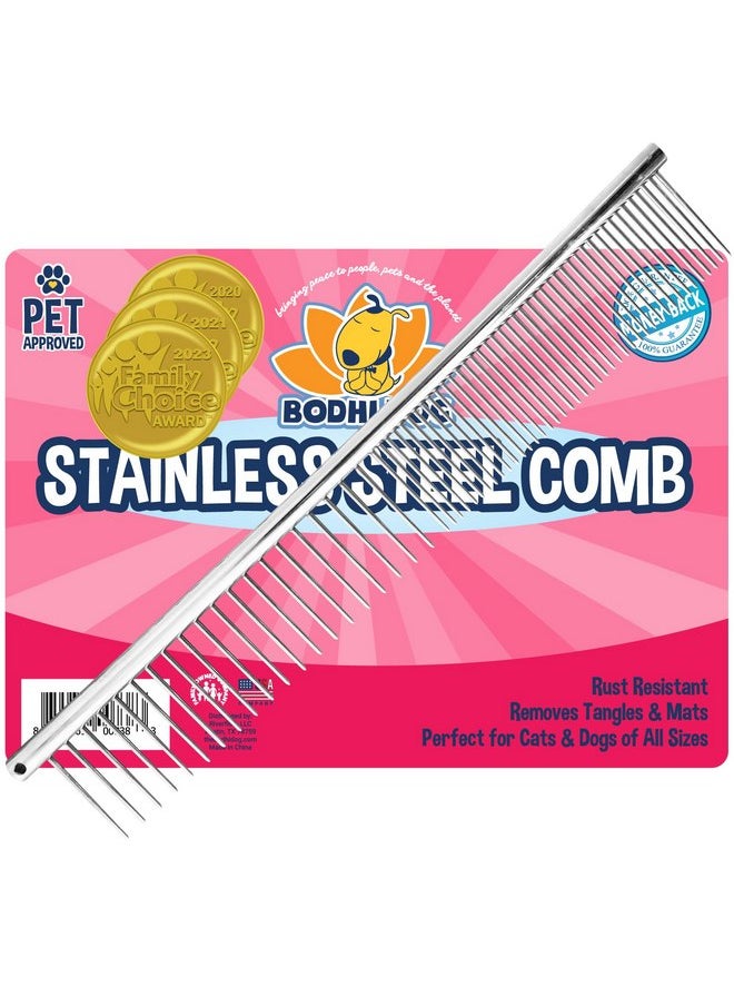 Bodhi Dog - Bodhi Dog Stainless Steel Comb | Metal Comb for Dogs and Cat | Detangler Grooming Brush for Pets with Short and Long Hair | Removes Knots, Tangles, Matted Fur and Knotted Hair. - Image 1