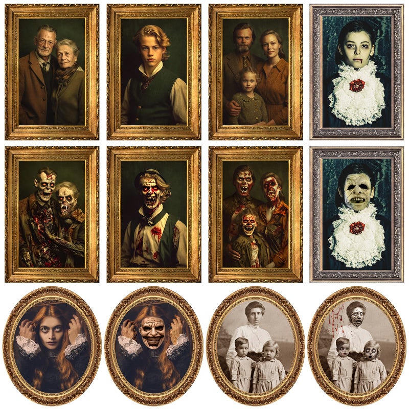Lansian Halloween Decoration Scary Indoor Wall Decor 6Pack 3D Changing Face Moving Picture Portrait Horror Decoration for Party Home Castle Haunted House Props(Style F) 