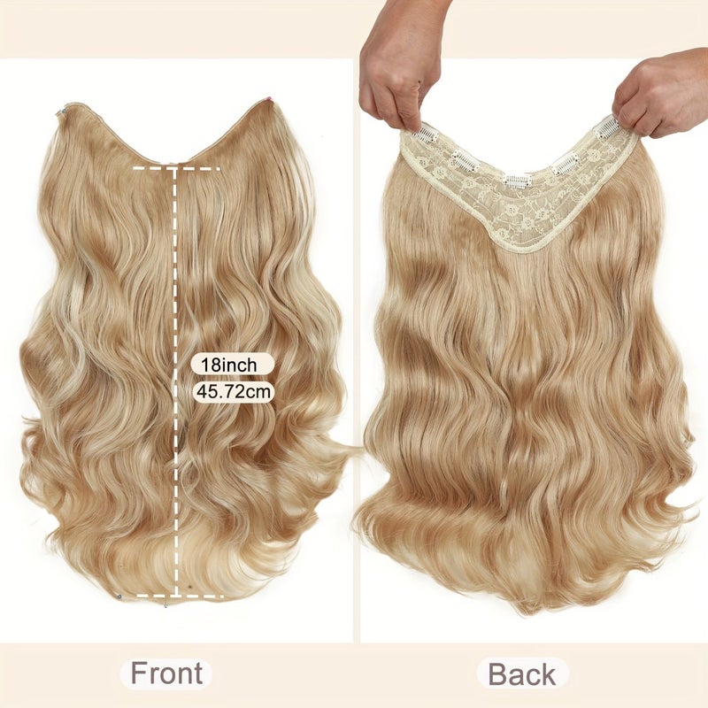 Mix Brown 18 Inch V Shape Curly Clip In Hair Extensions Voluminous Long Synthetic Hair Piece - Image 4