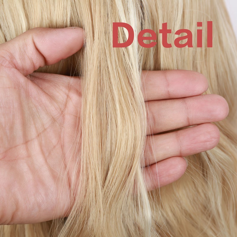 Mix Brown 18 Inch V Shape Curly Clip In Hair Extensions Voluminous Long Synthetic Hair Piece - Image 5