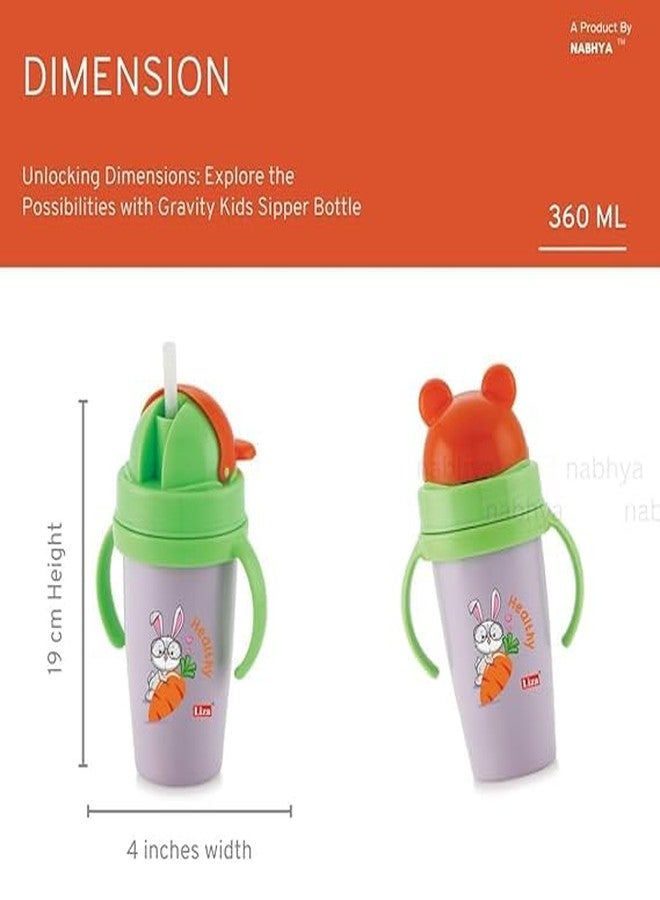 Zerya Hot & Cold Insulated Stainless Steel 360ml BPA-Free Cute Animal Design Baby Sipper Kids Water Bottle with Straw and Side Handle for Kids (Purple) - Image 5