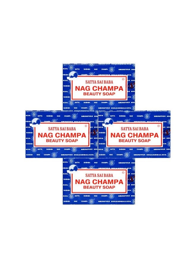 Satya Nag Champa: Sai Baba Natural Soap, Large, 150 g, 5 oz, 4 Piece - Image 1