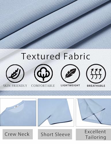 COOFANDY Men's Short Sleeve Tshirts Basic Casual Tees Classic Athletic Gym Work Tshirts Light Blue - Image 5