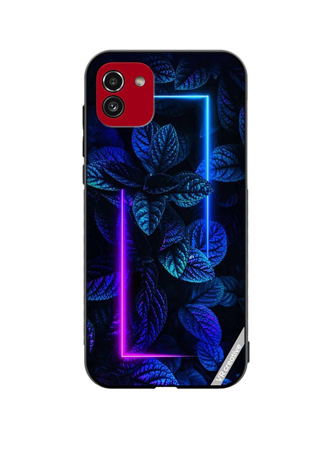 VR CREATIVE Protective Case Cover For Samsung Galaxy A03 Blue Foliage Plants Neon Design Multicolour - Image 1