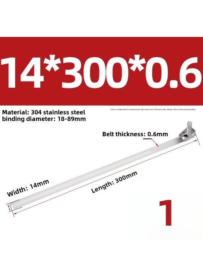 Loquat 304 Stainless Steel Hook Tie Clamp Throat Hoop Pipe Hoop Clamp Water Pipe Range Hood Gas Pipe Metal Buckle-Specification Model:Bandwidth 14*300*thickness 0.6, Binding Diameter 18~89mm - Image 1