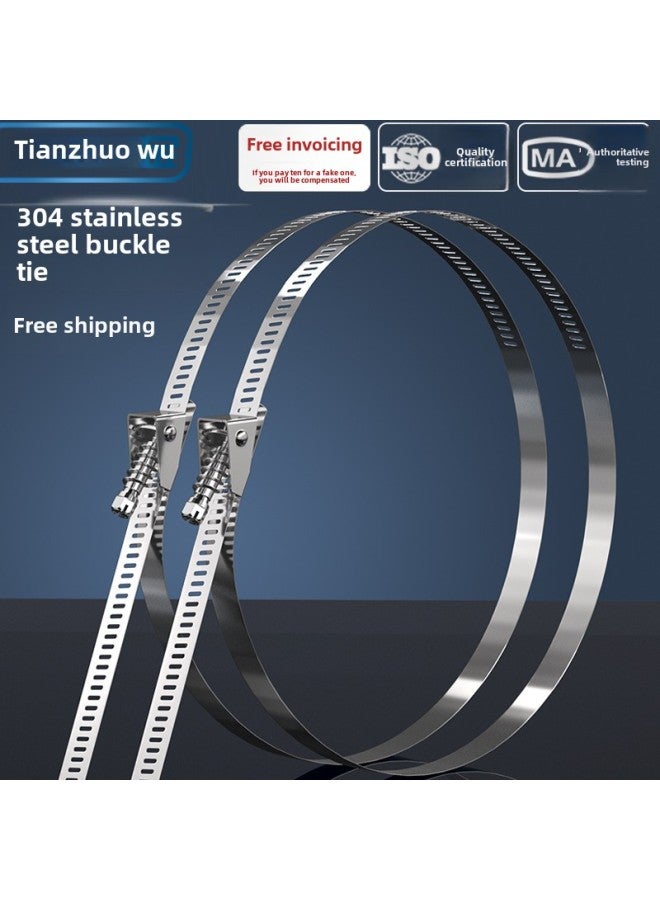 Loquat 304 Stainless Steel Hook Tie Clamp Throat Hoop Pipe Hoop Clamp Water Pipe Range Hood Gas Pipe Metal Buckle-Specification Model:Bandwidth 14*300*thickness 0.6, Binding Diameter 18~89mm - Image 2