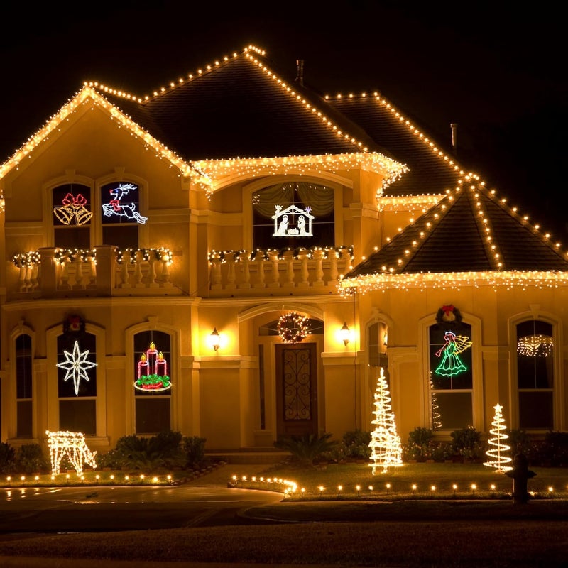 TRWYMZ 16" Christmas Window Silhouette Lights - 6 Pack Colour Lighted Bell, Angel, Candle, Nativity, Bethlehem Star, Reindeer for Holiday Indoor and Outdoor Wall Door Window Decorate - Image 4