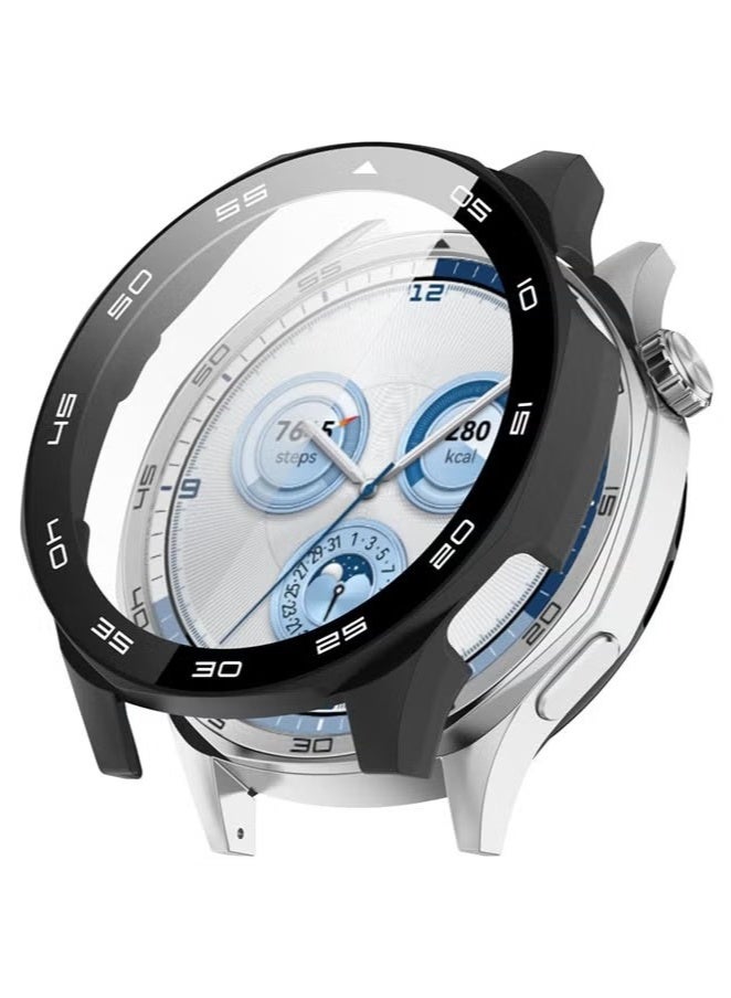 Huawei Watch GT5 46mm Watch Hard PC Case with Tempered Glass Screen Protector Compatible with Bumper Guard Protective Cover Touch Sensitive Film(Black)  - Image 1