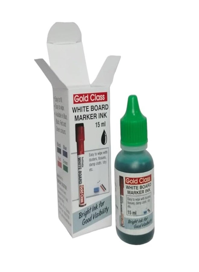 Gold Class White Board Marker Ink(15ml)-Pack of 2. Easily refillable | Bold Round tip | Suitable for Multiple Surfaces | Office Stationery | School Stationery. (Green) - Image 2