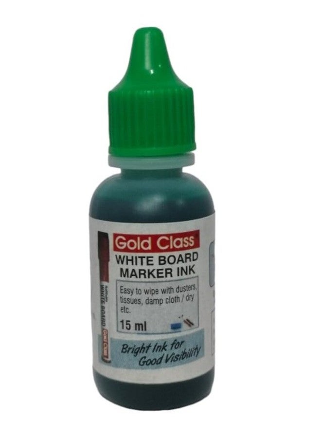 Gold Class White Board Marker Ink(15ml)-Pack of 2. Easily refillable | Bold Round tip | Suitable for Multiple Surfaces | Office Stationery | School Stationery. (Green) - Image 1