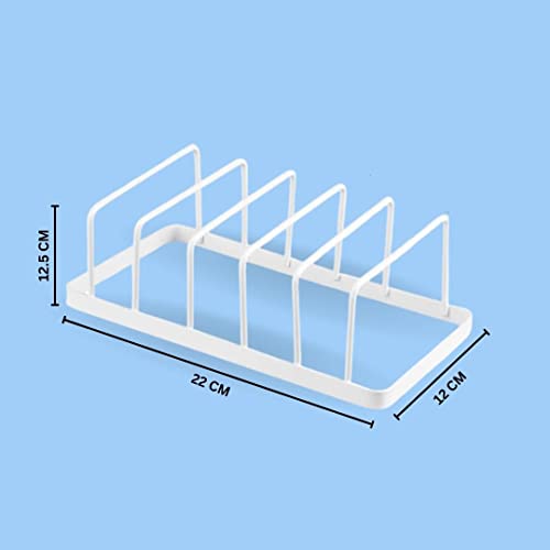 Decorlay Multipurpose Kitchen Plate Stand Dish Pan-Pot Lid Utensils Holder Space Saving Chopping Board Holder Corner Shelf Rack Cabinet Organizer (White, Pack of 1) - Image 3