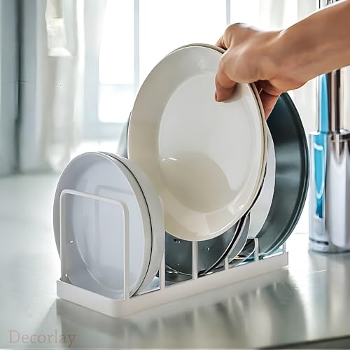 Decorlay Multipurpose Kitchen Plate Stand Dish Pan-Pot Lid Utensils Holder Space Saving Chopping Board Holder Corner Shelf Rack Cabinet Organizer (White, Pack of 1) - Image 4