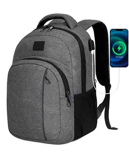 LARIPOP Carry On Backpack for Airplane 156 Inch Laptop Backpack with USB Charging Port Water Resistant Business Travel Backpack Lightweight College School Bookbag Anti Theft for Men Women Grey - Image 1