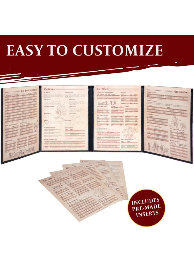 lynx DND DM Screen 5e - D&D Dungeon Master Screen Full Color Print with Customizable Inserts - Dungeons and Dragons GM / Game Master Accessories Gift for Man or Woman. Hide Your Dice Rolls, Maps & Books. - Image 3