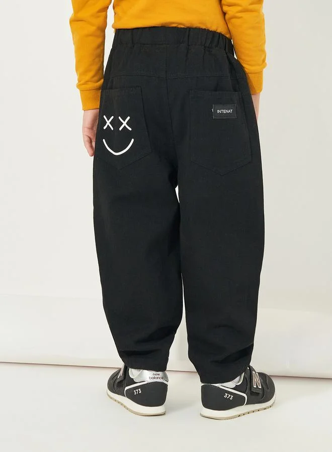 Styli Smile Print Pocket Back Elasticated Hem Joggers