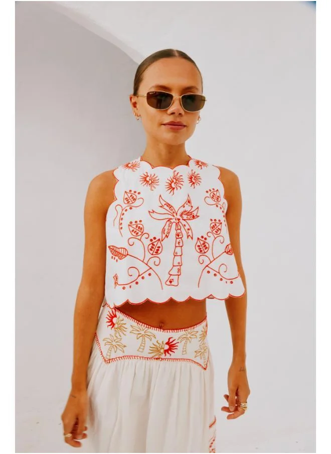 نيفر فولي دريسد Printed Crew Neck Top