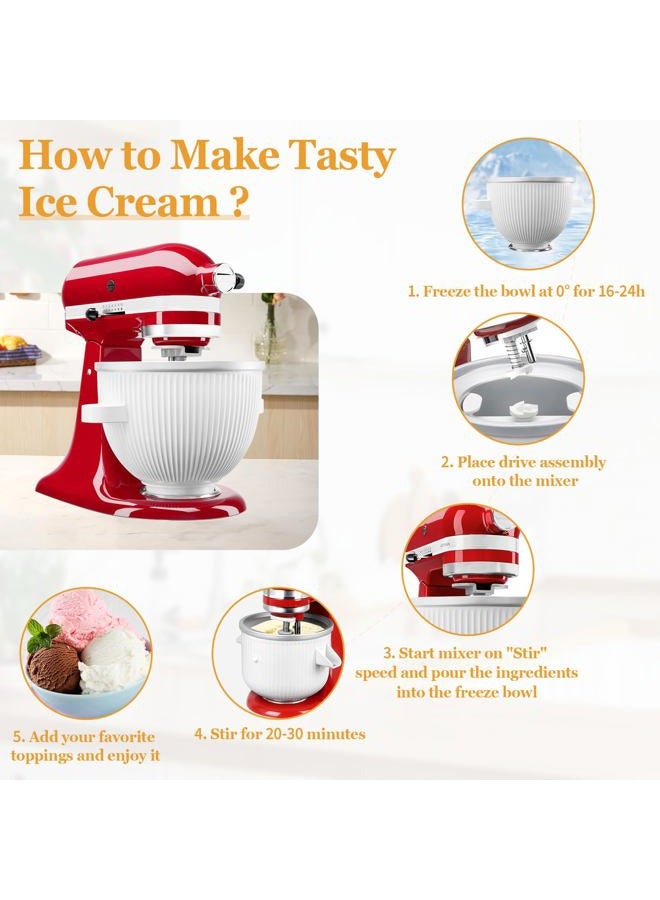 BOUYAO Ice Cream Maker Attachment for KitchenAid Stand Mixer, Ice Cream & Sorbet Gelato Maker Dasher and Hub Assembly Replacement Fits KitchenAid 4.5/5QT & 6QT Stand Mixers - Image 4