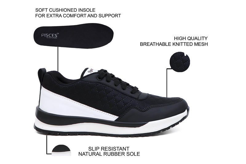 PISCES Black Mesh Ankle Sneakers Shoes for Men - 7 UK - Image 5