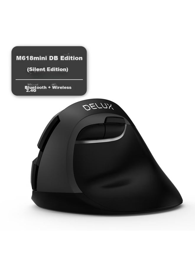 Delux M618minidb Ergonomic Mouse, Vertical Mouse, Wireless Bluetooth Dual-mode Mouse For Laptop Office, Battery-powered Version, Black - Image 2