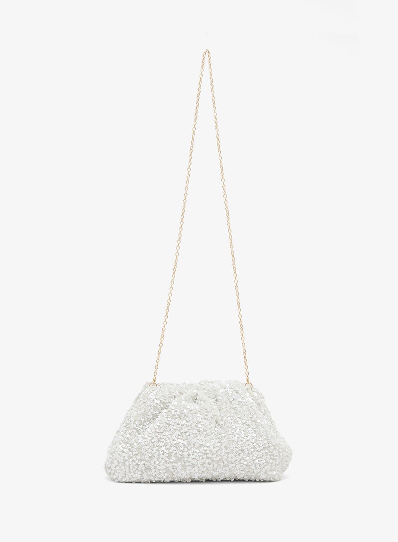 GLAMOROUS Embellished Sequin Pillow Clutch - Image 3