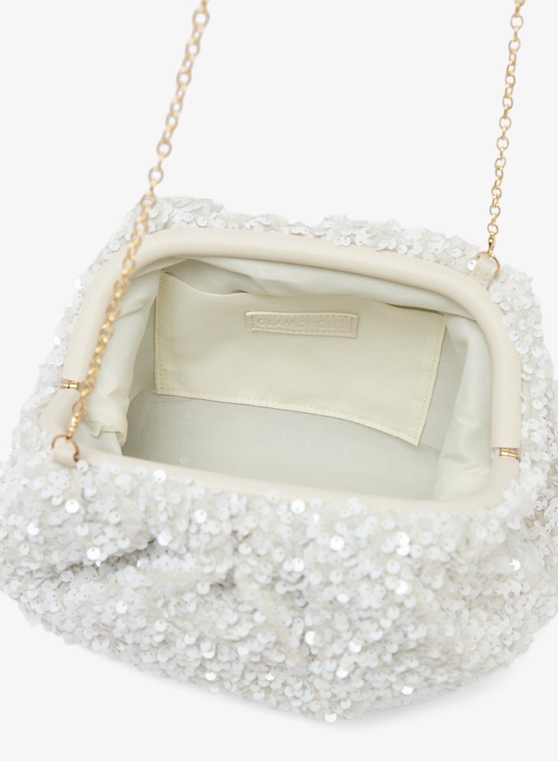 GLAMOROUS Embellished Sequin Pillow Clutch - Image 5