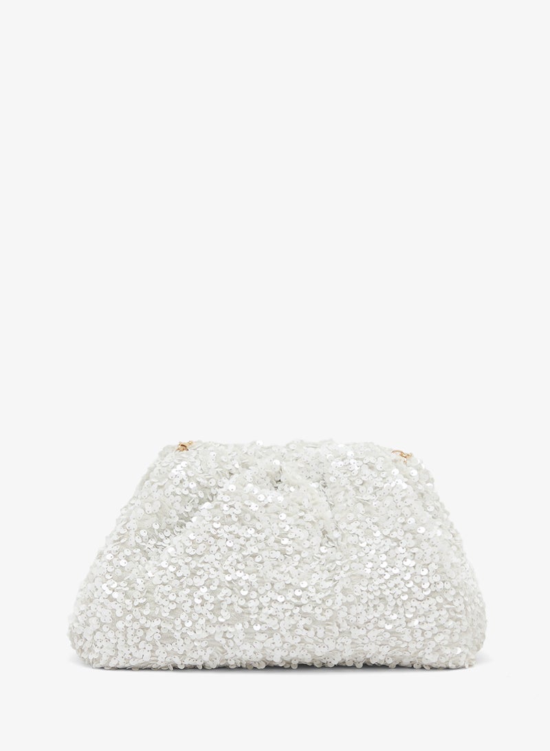 GLAMOROUS Embellished Sequin Pillow Clutch - Image 1