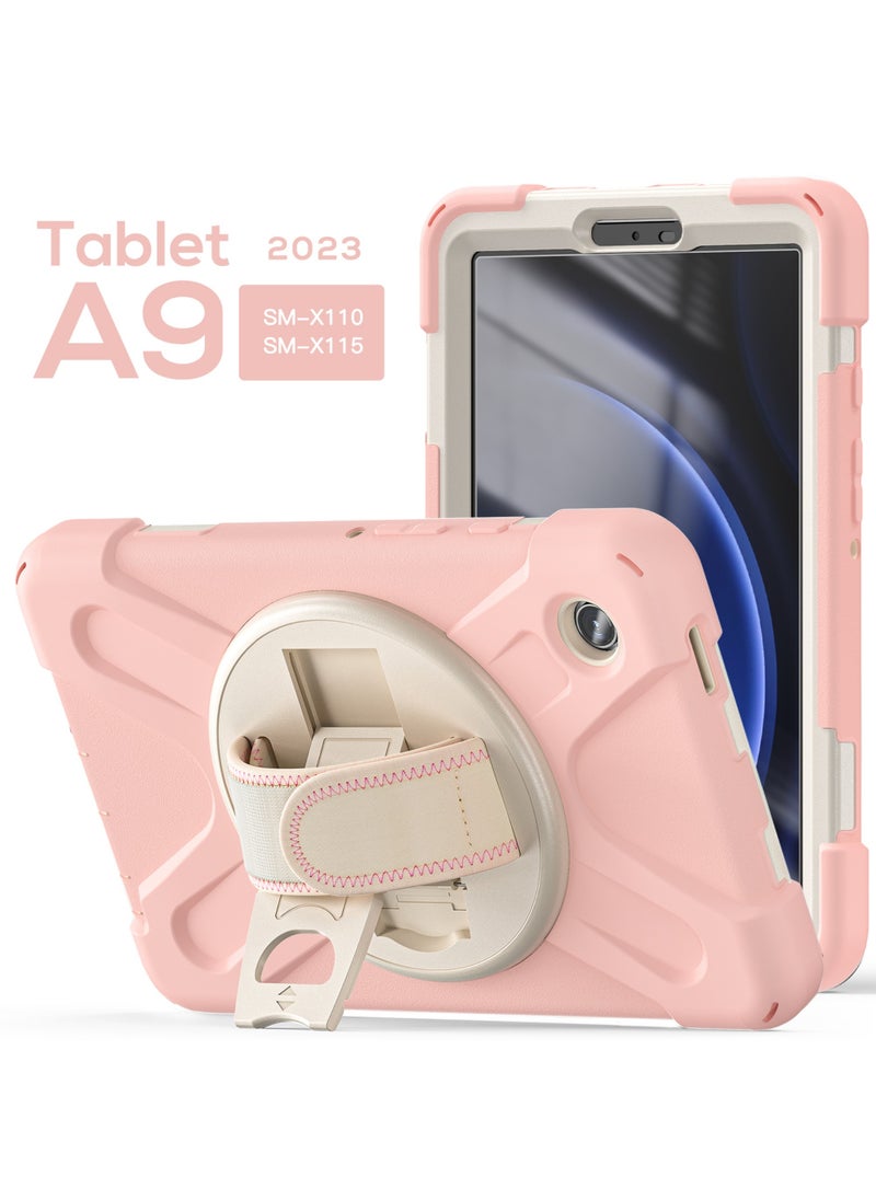 Samsung Galaxy Tab A9 Case 8.7 Inch 2023 SM-X110/X115/X117 for Kids | Heavy Duty Shockproof Case with Rotating Stand Hand Strap for Galaxy Tab A9 Tablet 2023